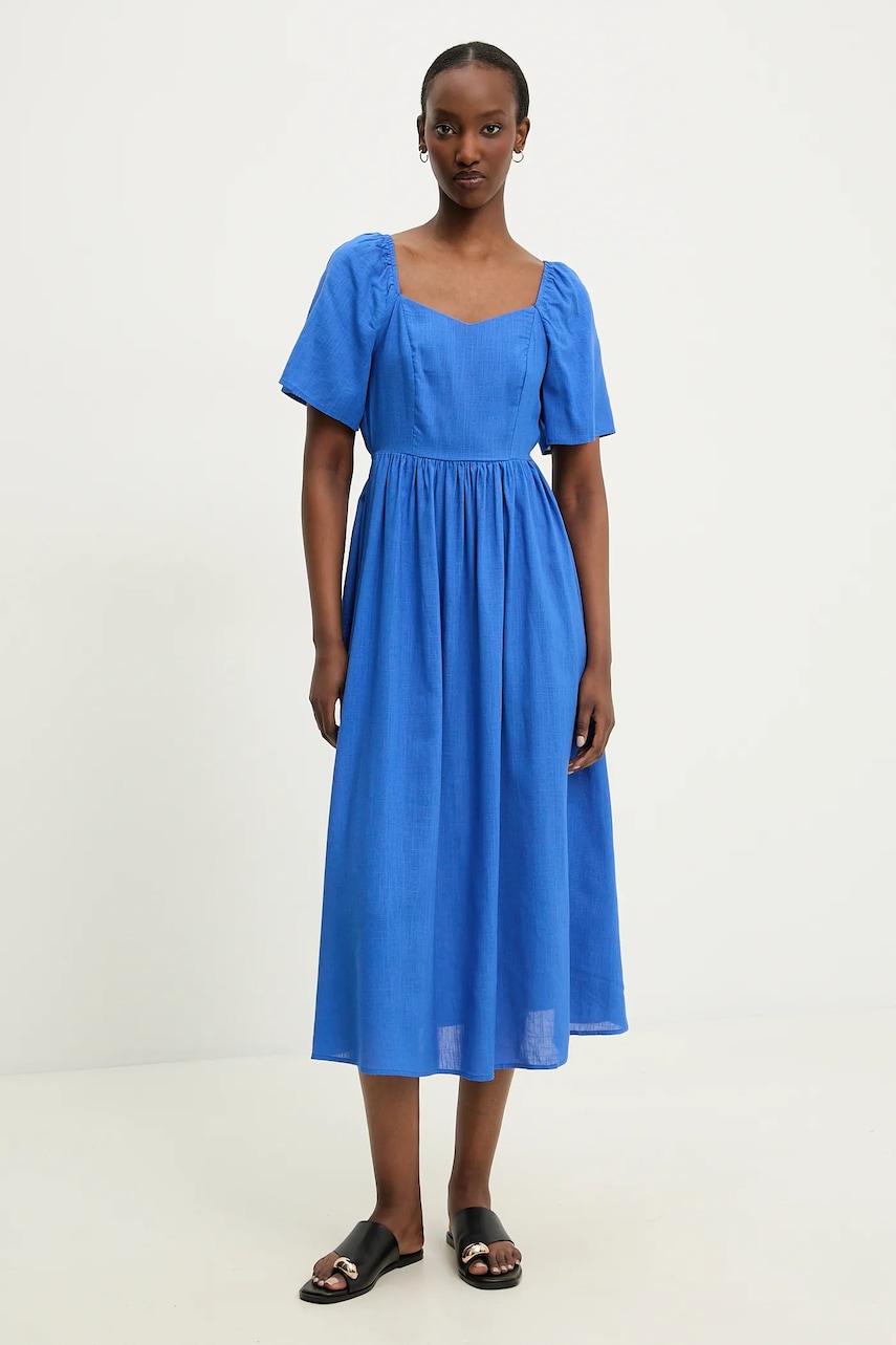 Answear Lab rochie din in culoarea bleumarin