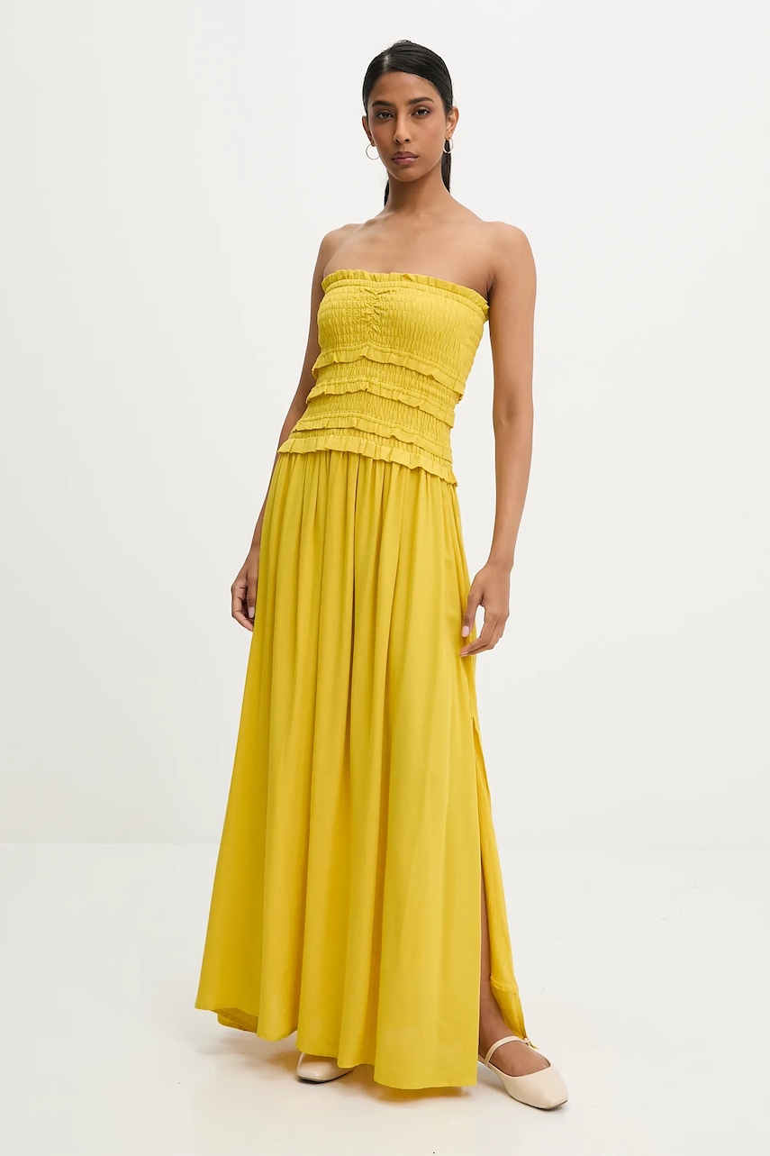 Answear Lab rochie din in culoarea galben