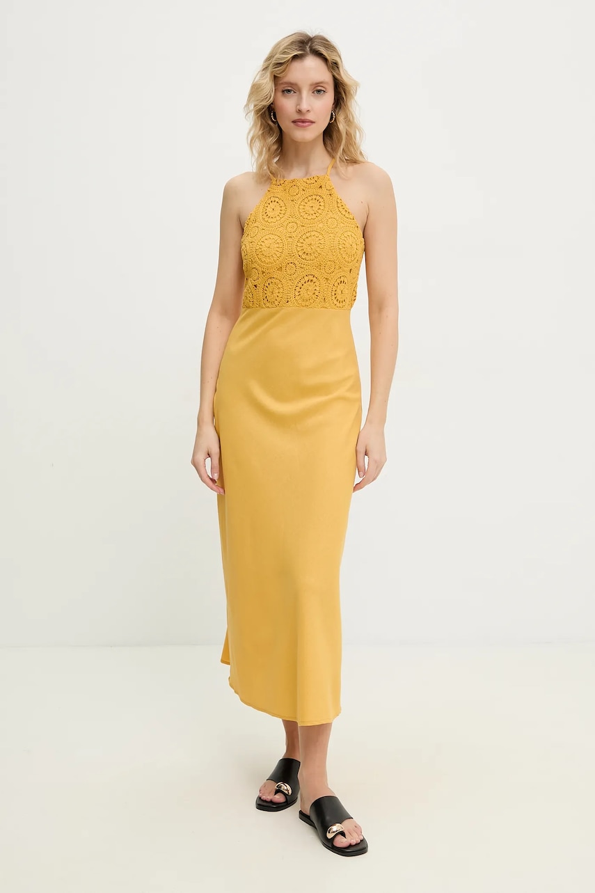 Answear Lab rochie din in culoarea galben