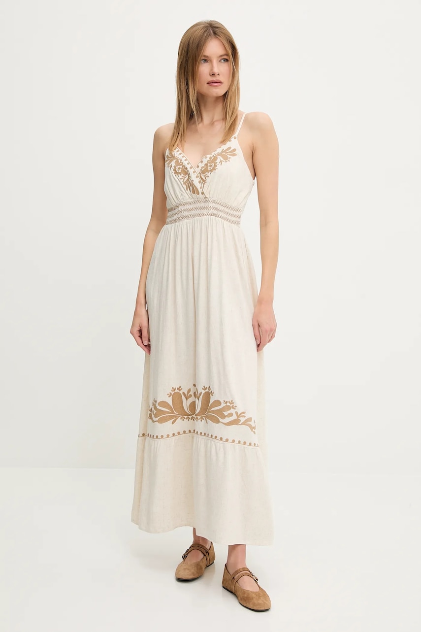 Answear Lab rochie din in culoarea maro