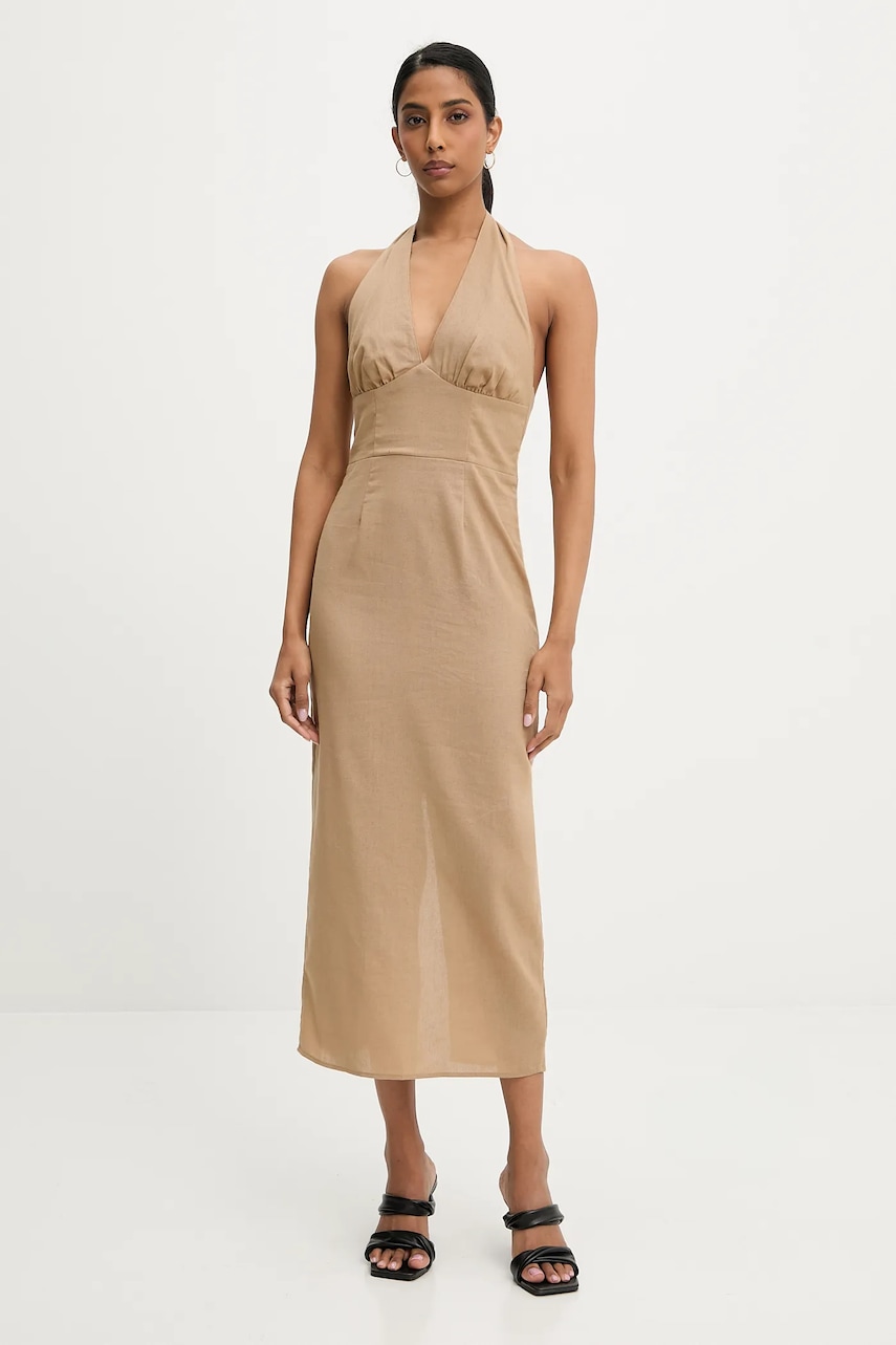 Answear Lab rochie din in culoarea maro
