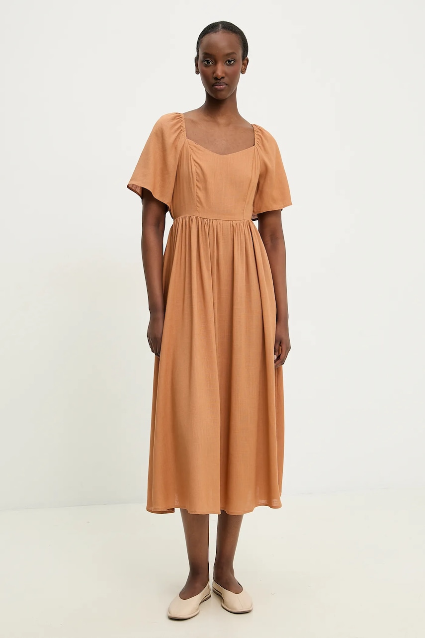 Answear Lab rochie din in culoarea maro