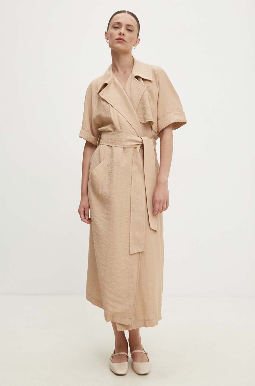Answear Lab rochie din in culoarea maro
