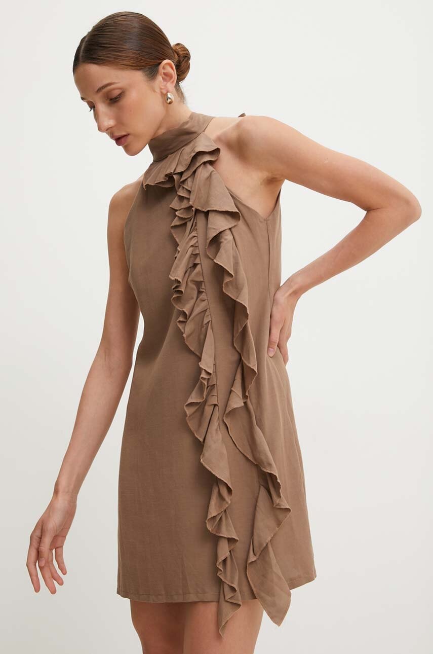 Answear Lab rochie din in culoarea maro