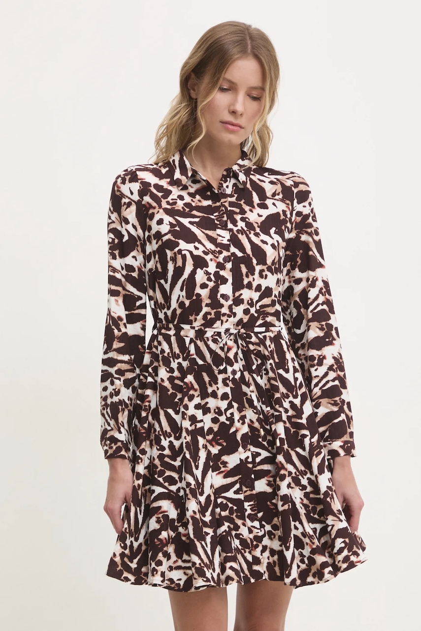 Answear Lab rochie din in culoarea maro