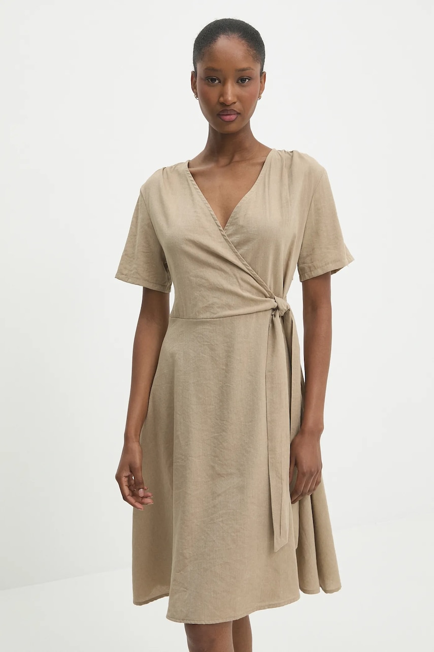 Answear Lab rochie din in culoarea maro