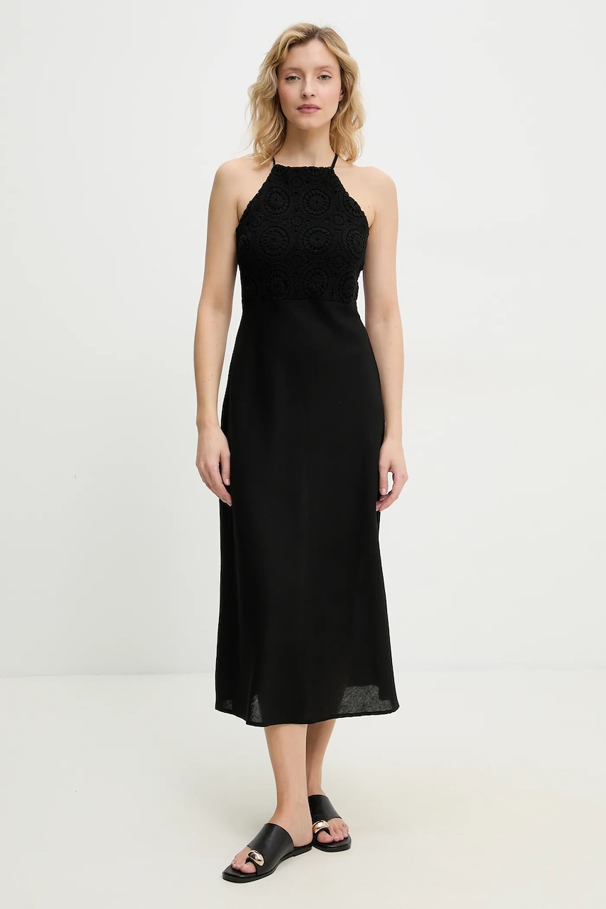 Answear Lab rochie din in culoarea negru