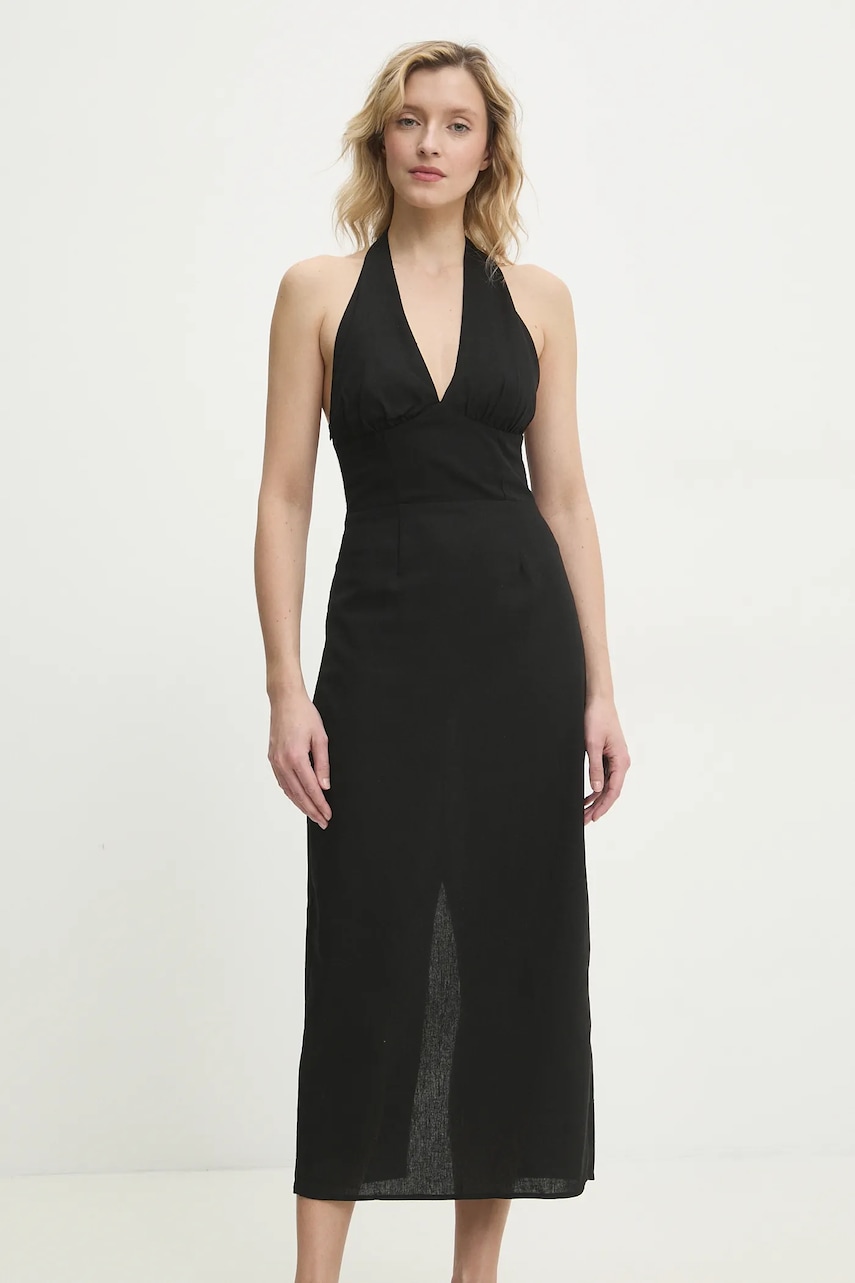 Answear Lab rochie din in culoarea negru