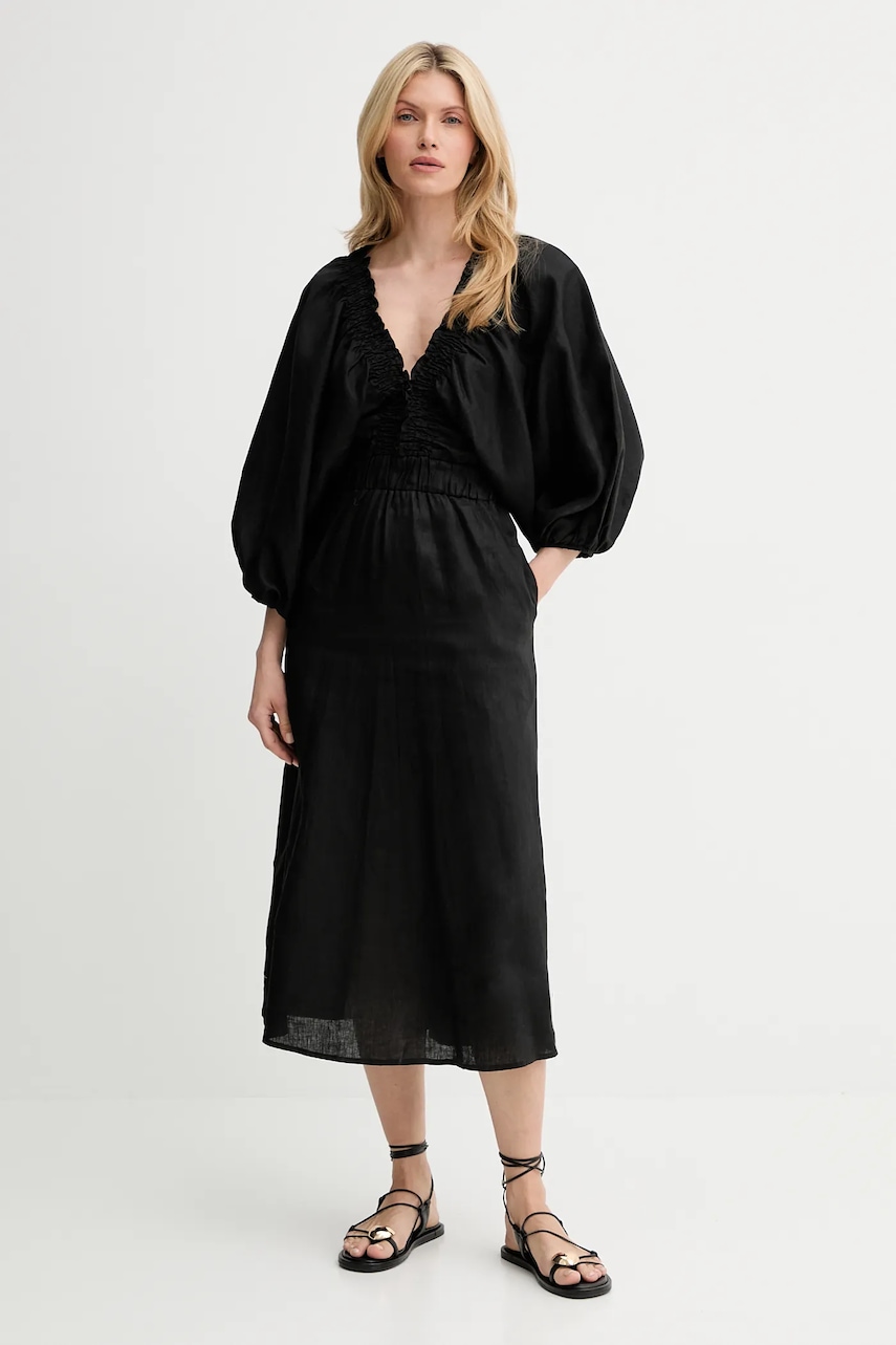 Answear Lab rochie din in culoarea negru
