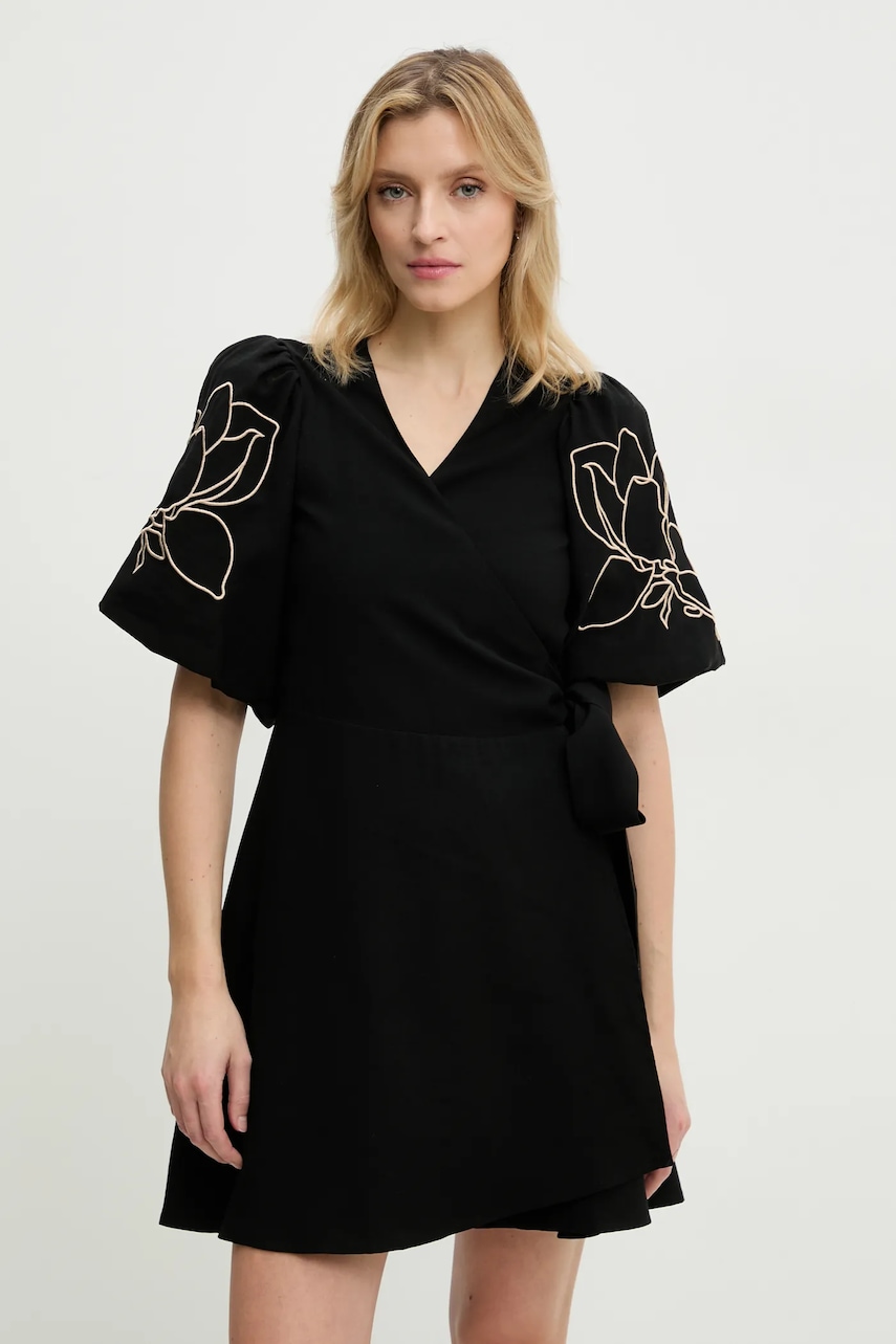 Answear Lab rochie din in culoarea negru