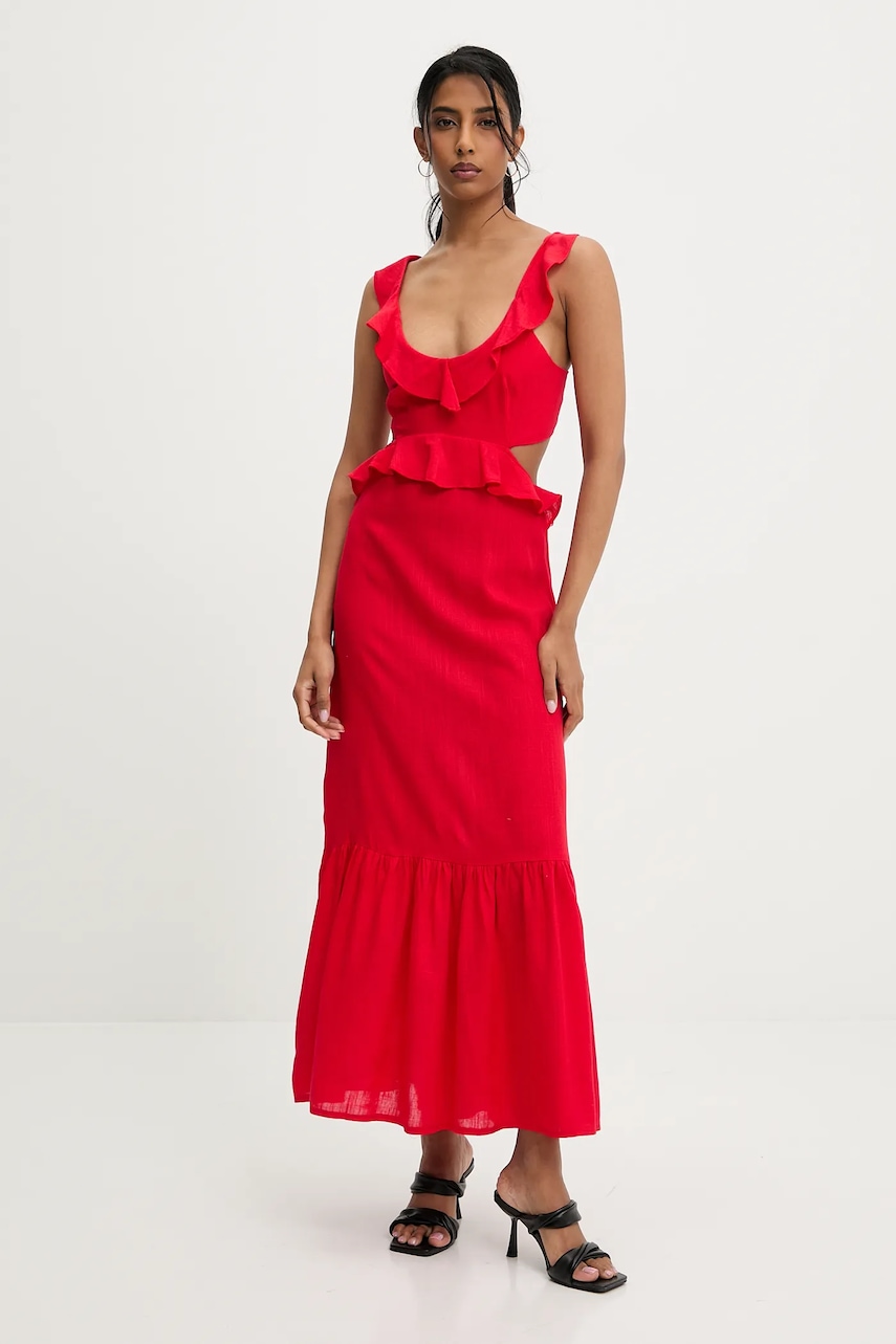 Answear Lab rochie din in culoarea rosu