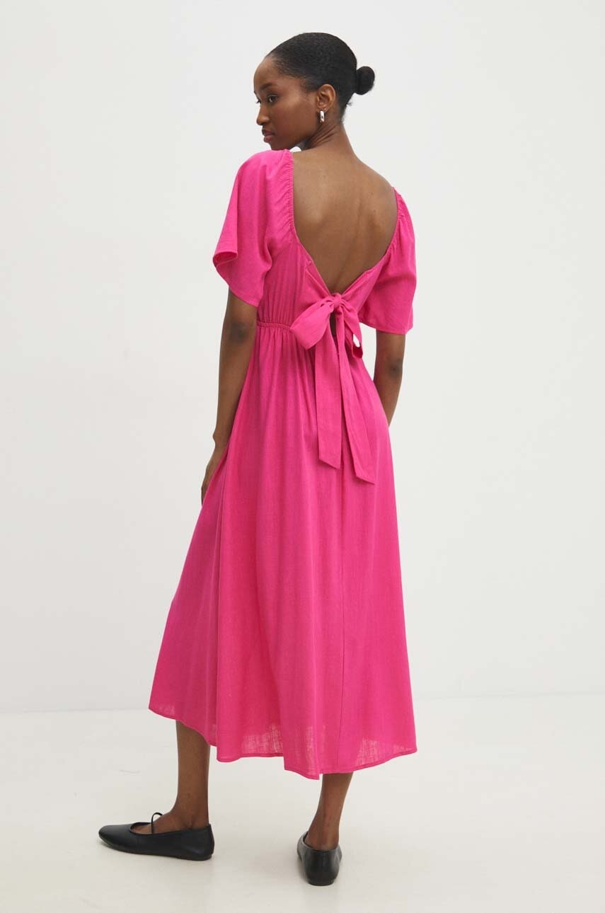 Answear Lab rochie din in culoarea roz