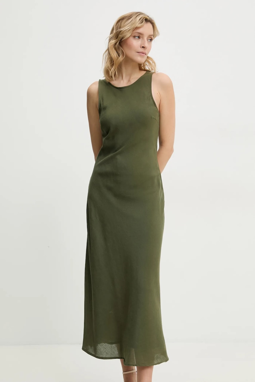 Answear Lab rochie din in culoarea verde