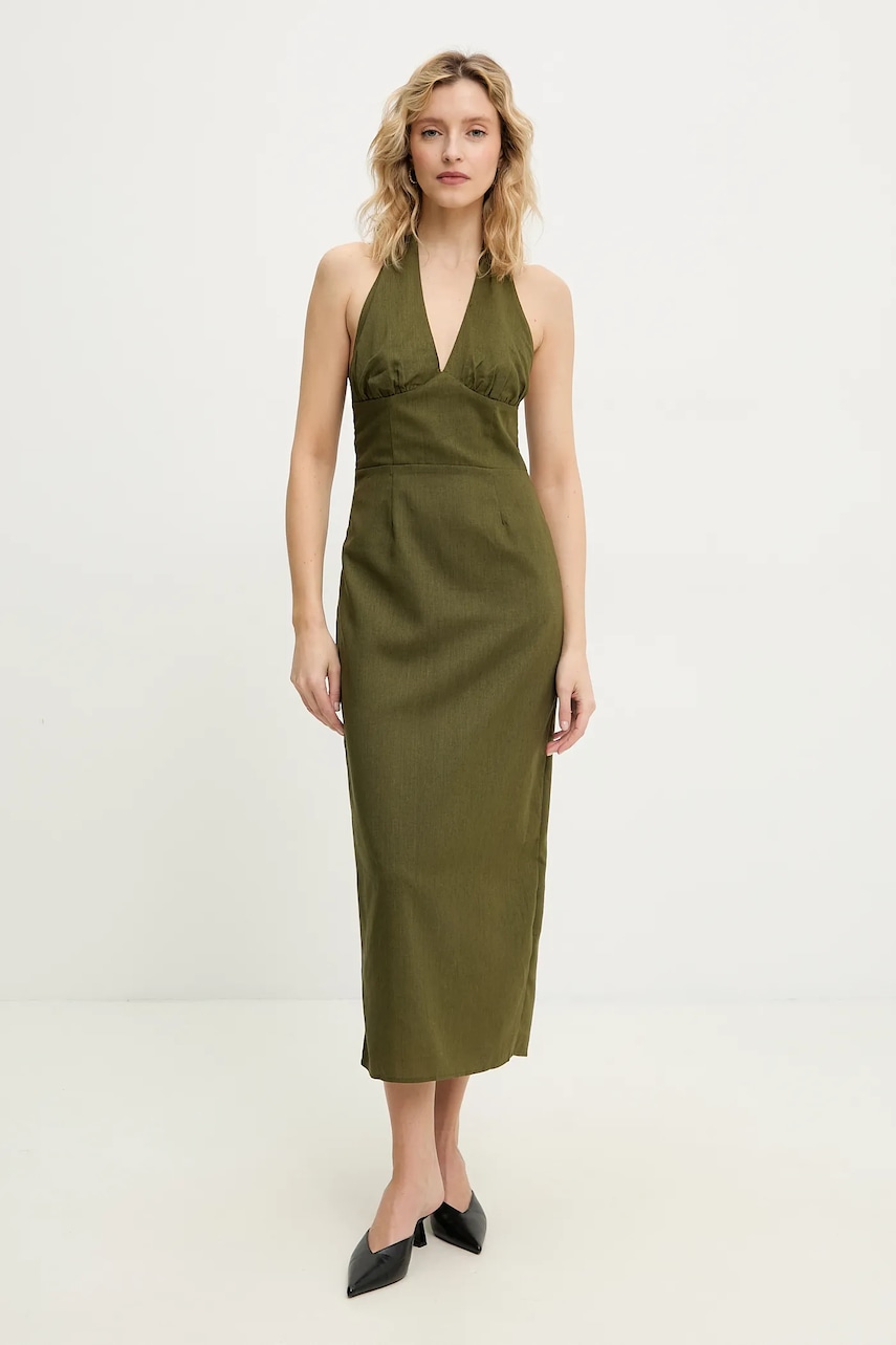Answear Lab rochie din in culoarea verde
