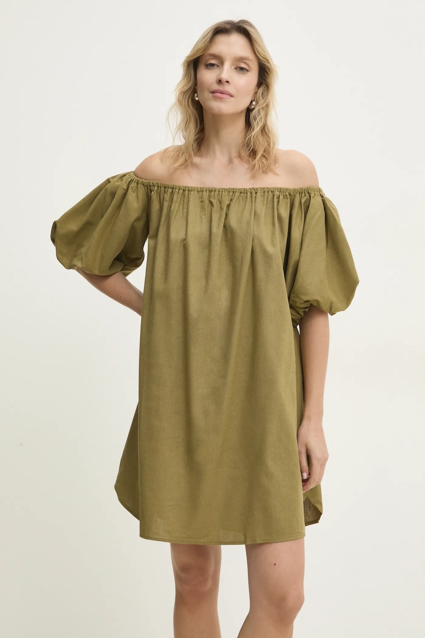 Answear Lab rochie din in culoarea verde