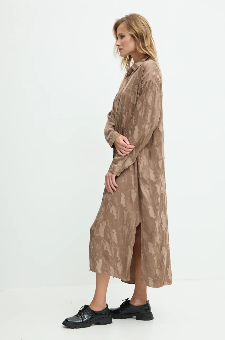 Answear Lab rochie din mătase culoarea bej