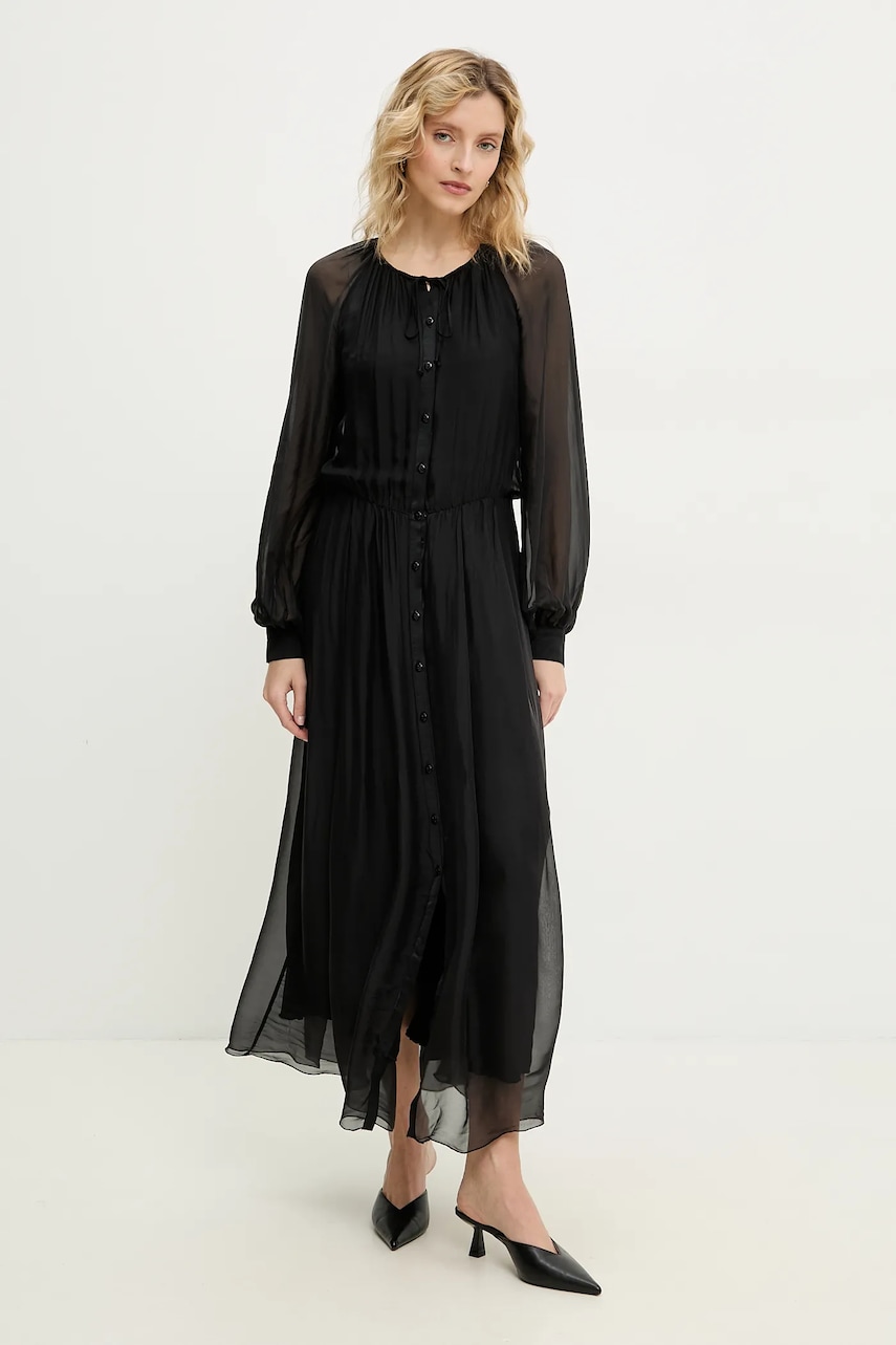 Answear Lab rochie din mătase culoarea negru