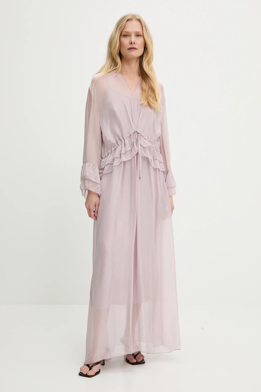Answear Lab rochie din mătase culoarea roz