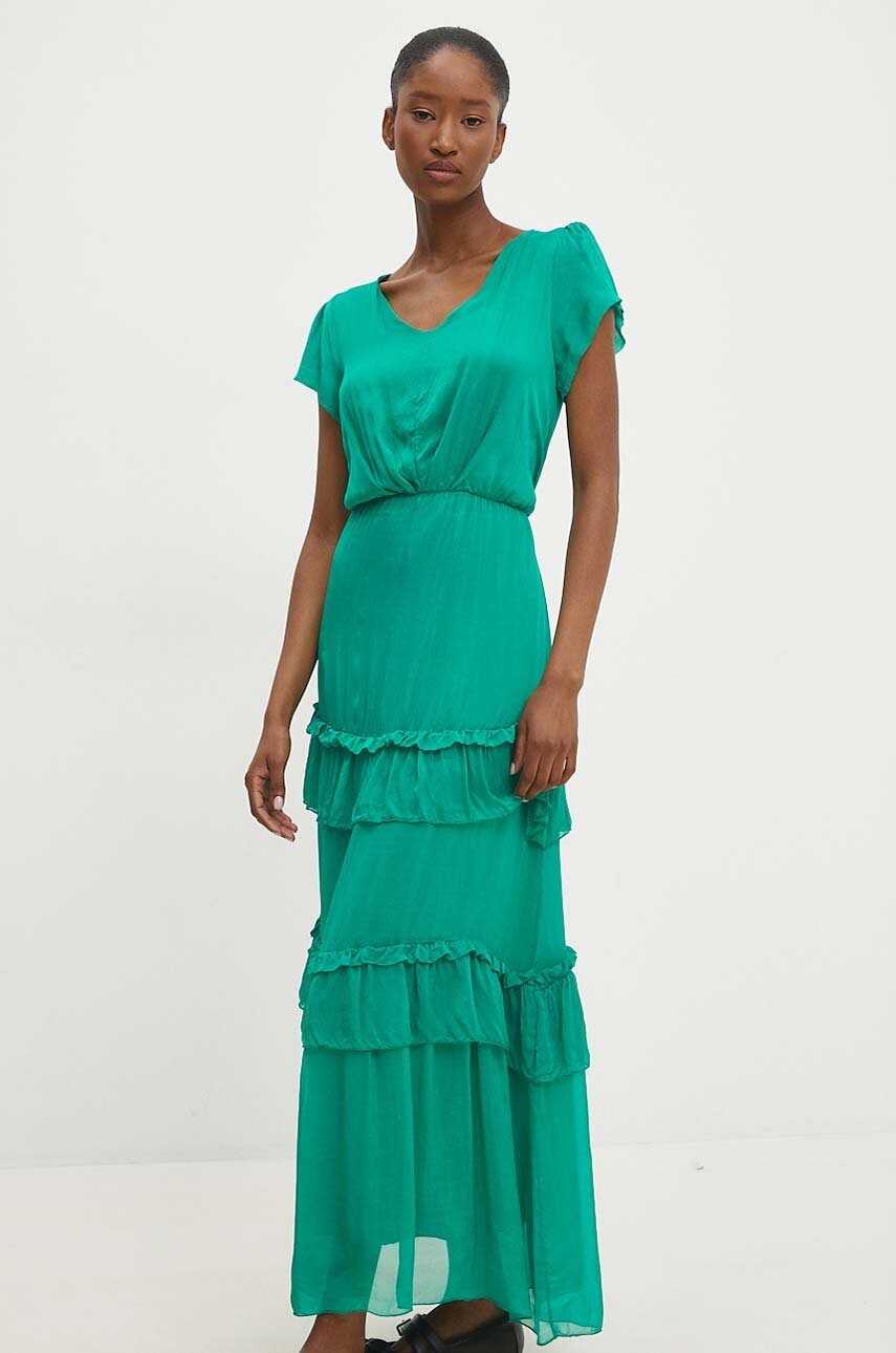Answear Lab rochie din mătase culoarea verde
