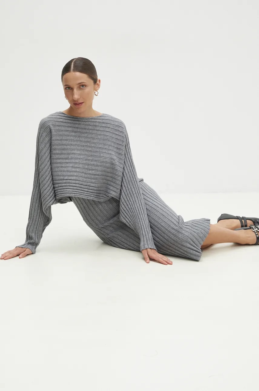 Answear Lab rochie și pulover culoarea gri