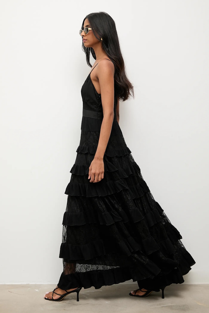 Answear.LAB rochie din amestec de in culoarea negru