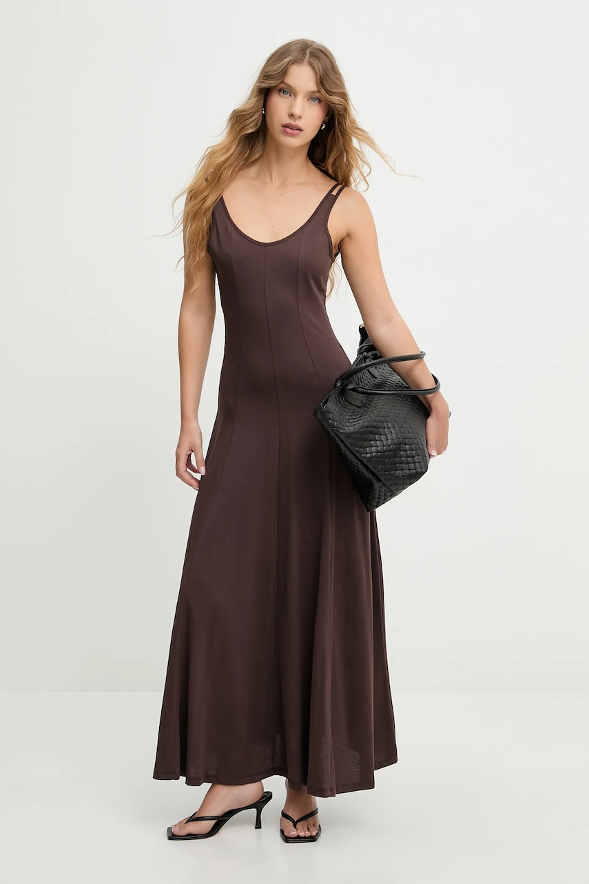 Answear.LAB rochie din bumbac culoarea maro