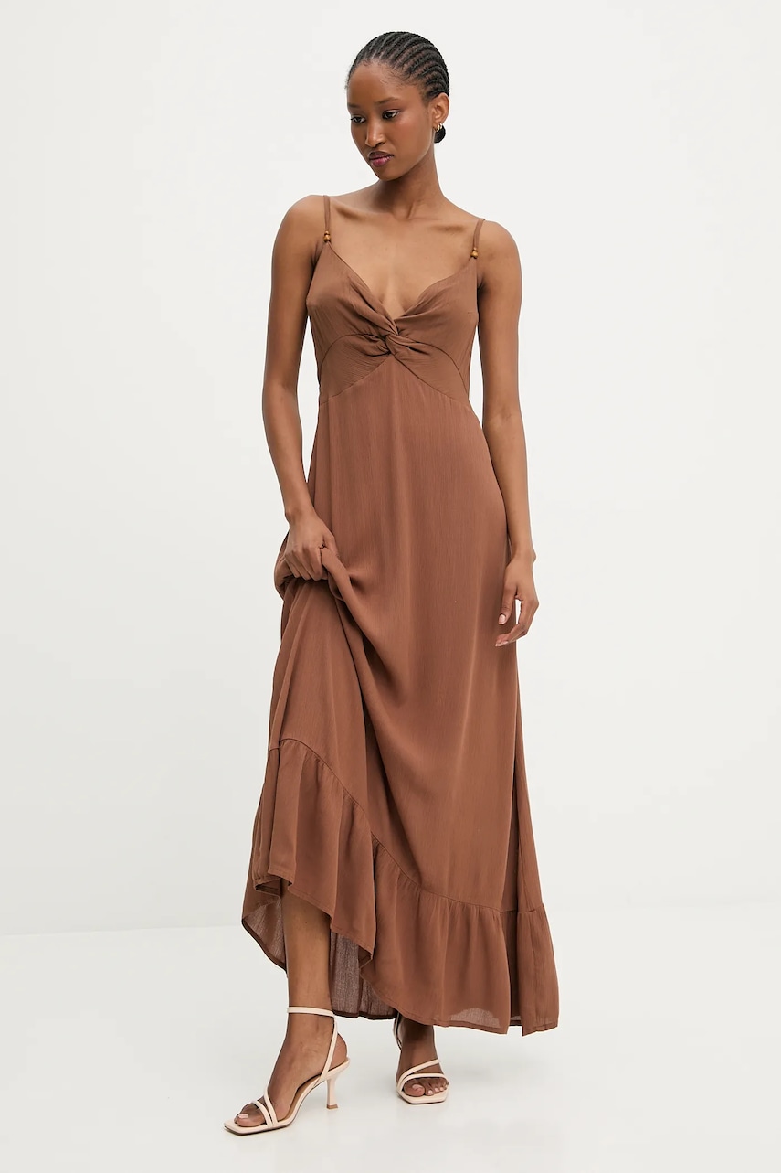 Answear.LAB rochie din bumbac culoarea maro