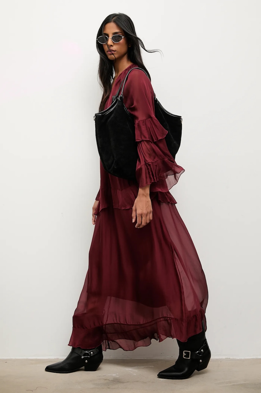 Answear.LAB rochie din matase culoarea bordo