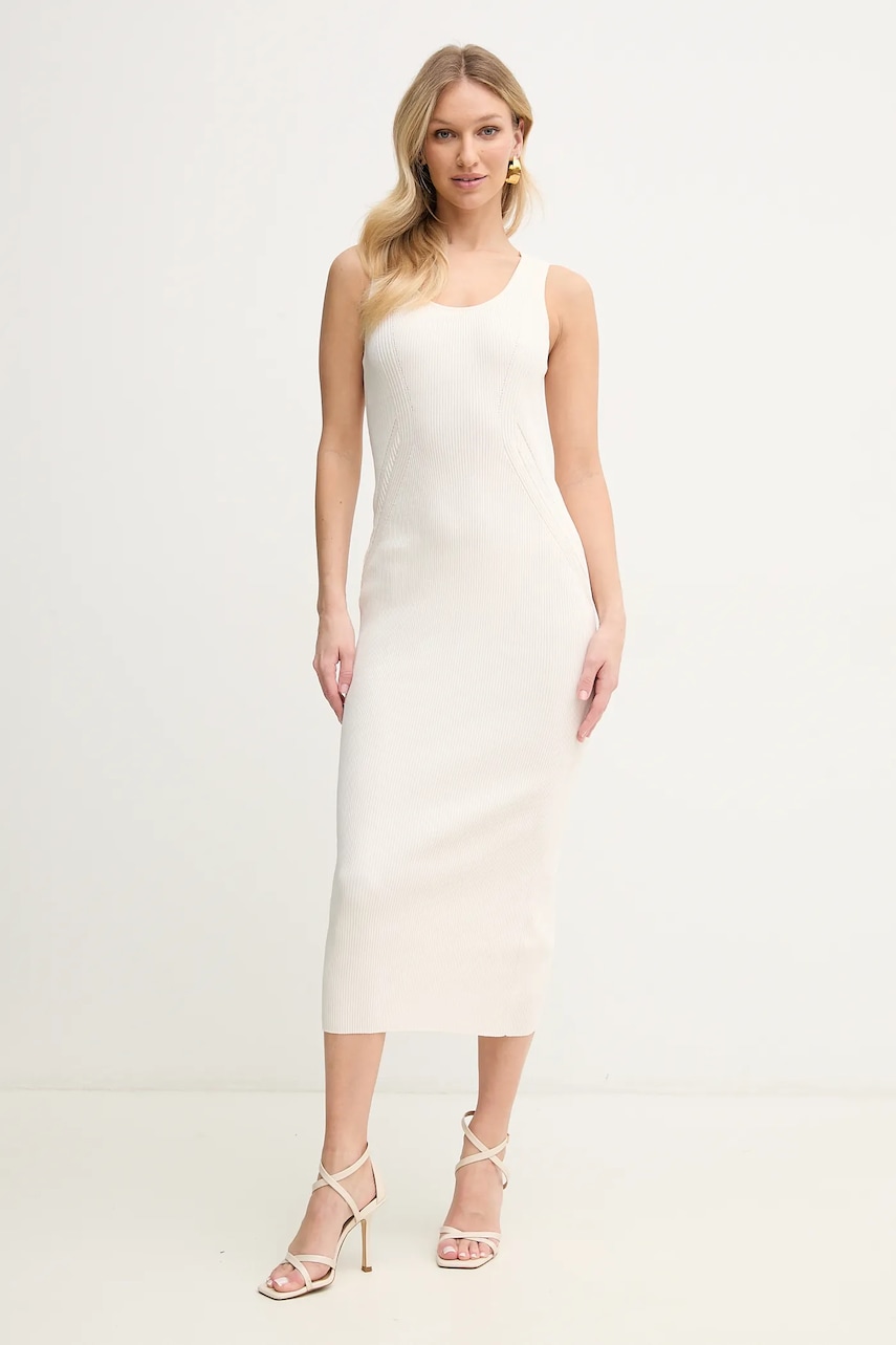Armani Exchange rochie culoarea bej