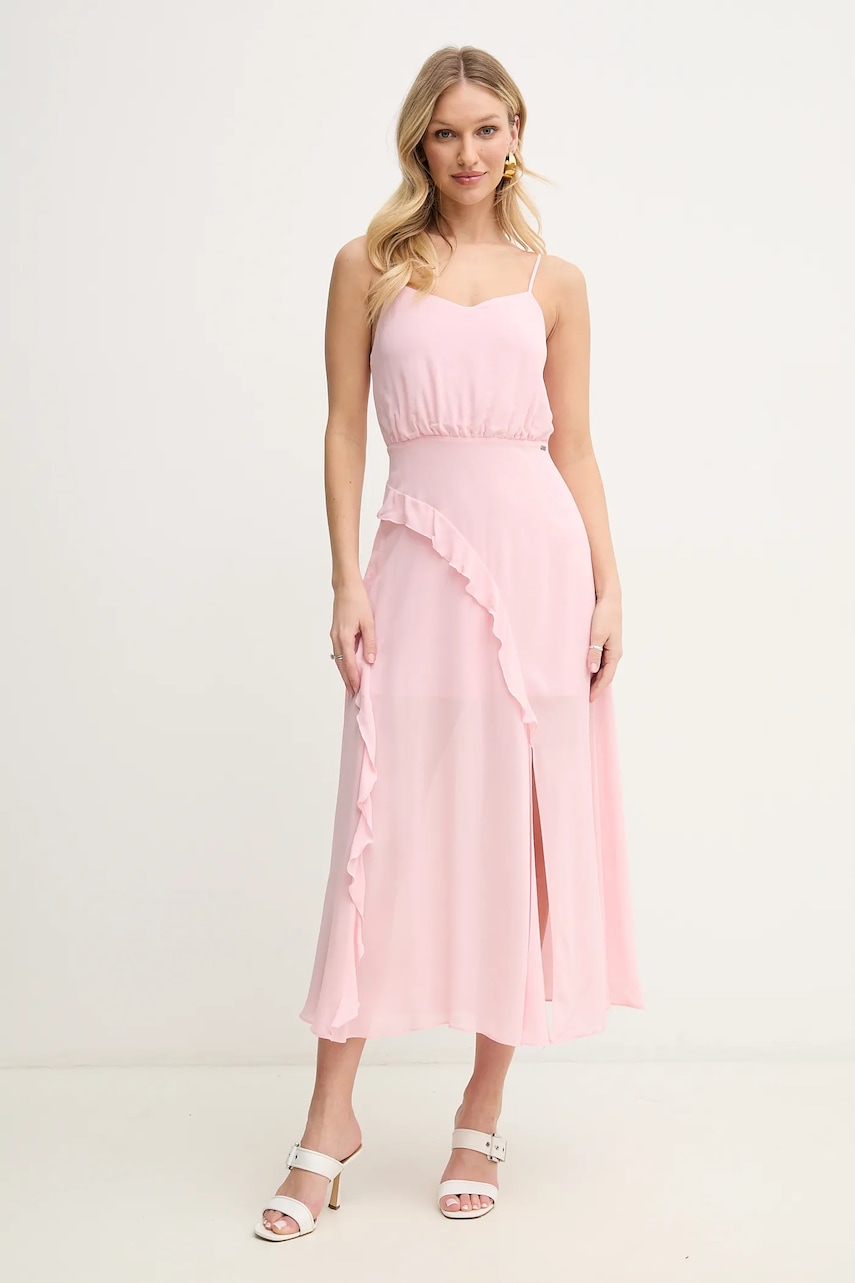 Armani Exchange rochie culoarea roz