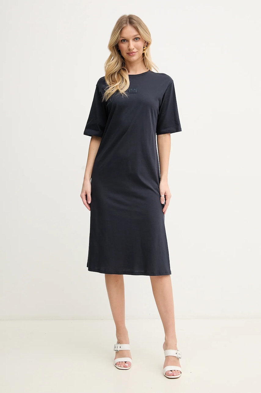 Armani Exchange rochie din bumbac culoarea bleumarin