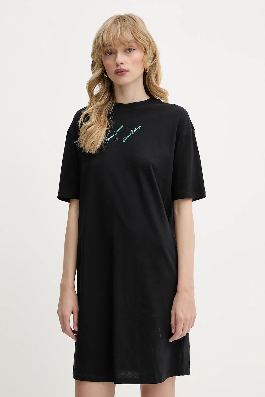 Armani Exchange rochie din bumbac culoarea negru