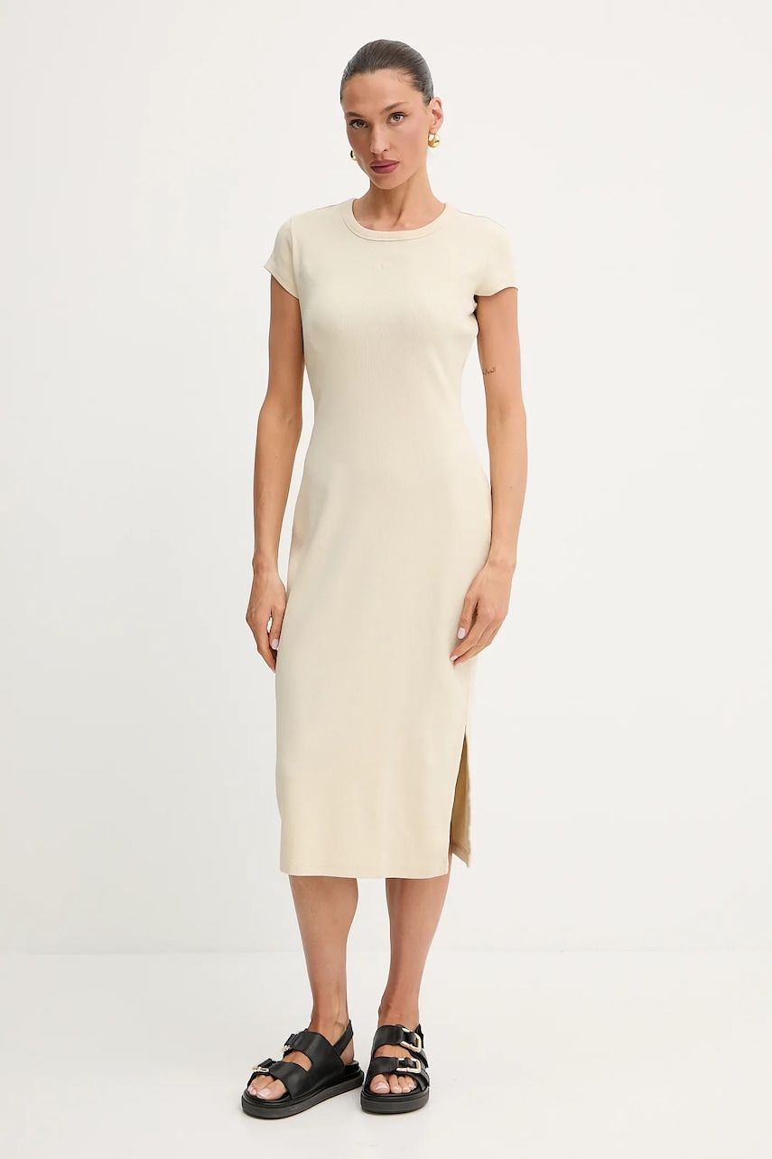 BOSS Orange rochie culoarea bej