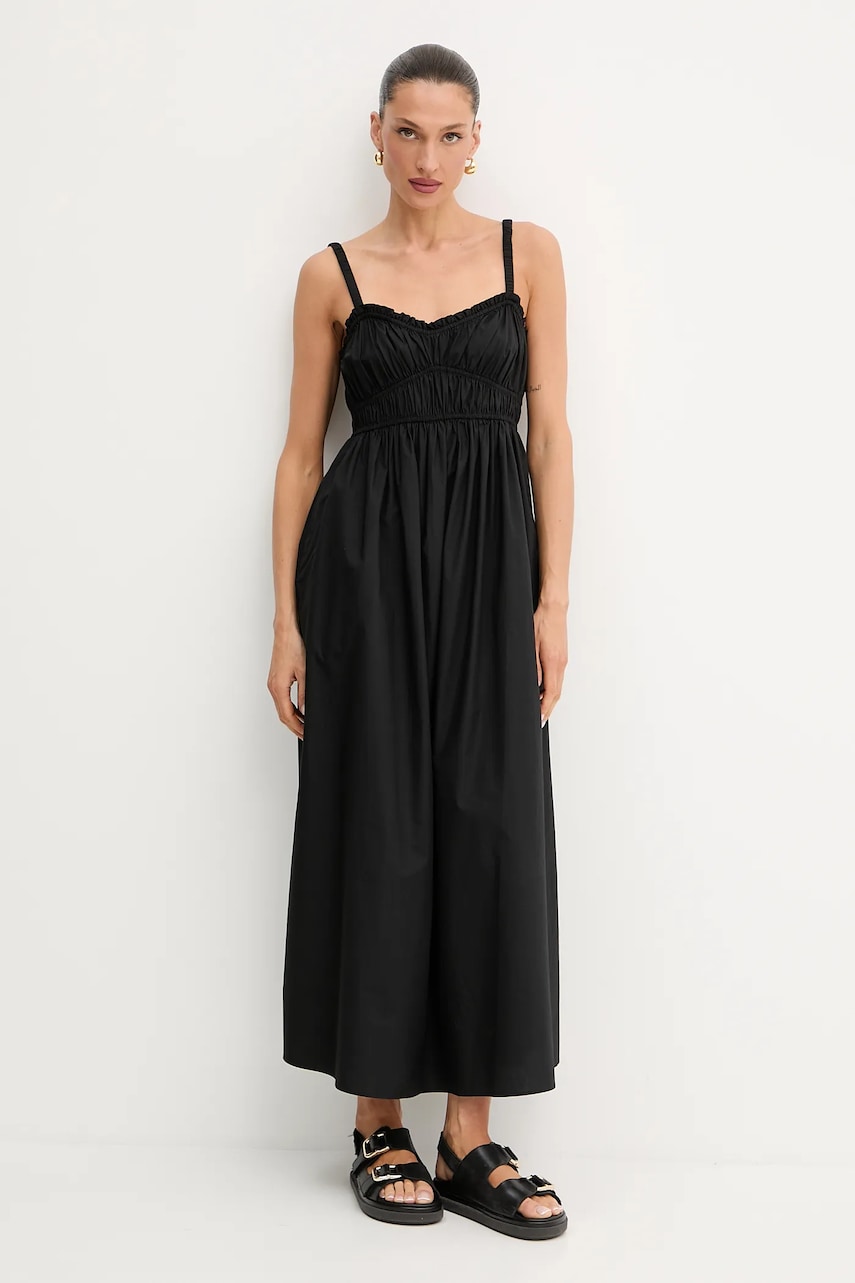 BOSS Orange rochie din bumbac culoarea negru