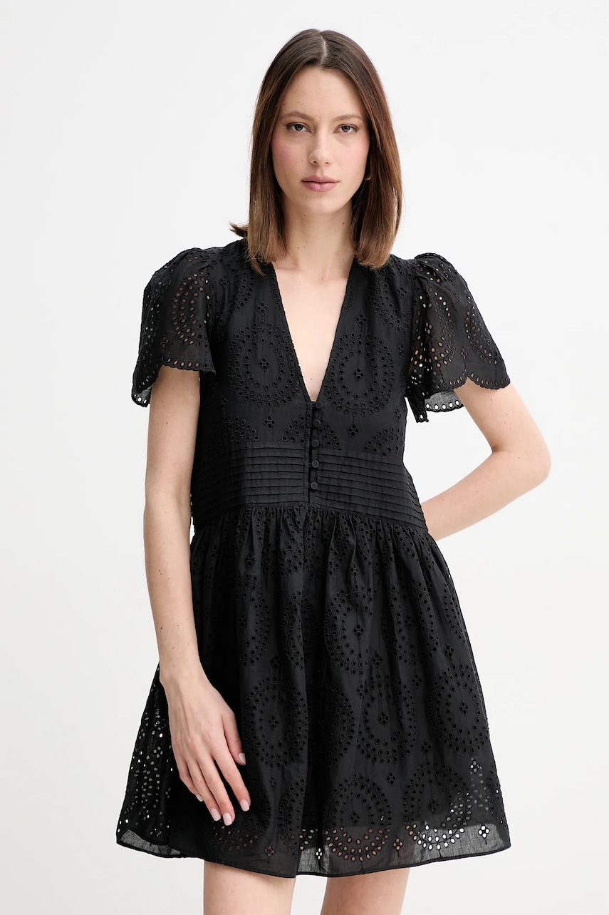 BOSS Orange rochie din bumbac culoarea negru