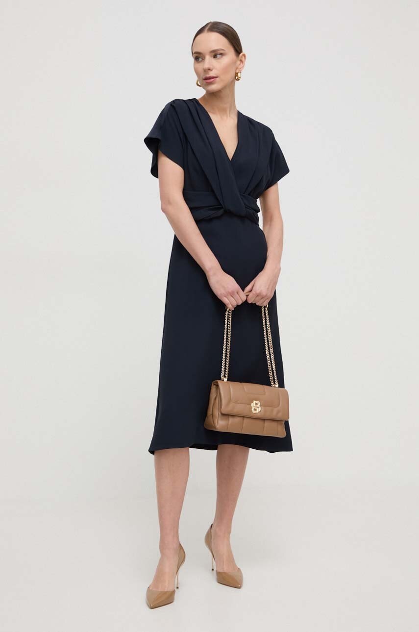 BOSS rochie culoarea bleumarin