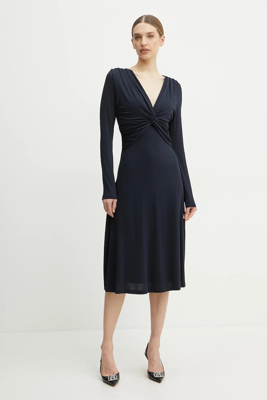 BOSS rochie culoarea bleumarin