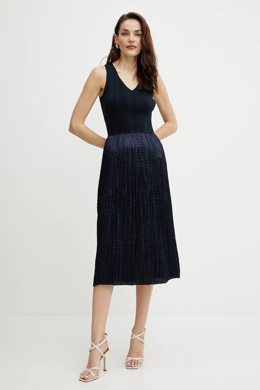 BOSS rochie culoarea bleumarin