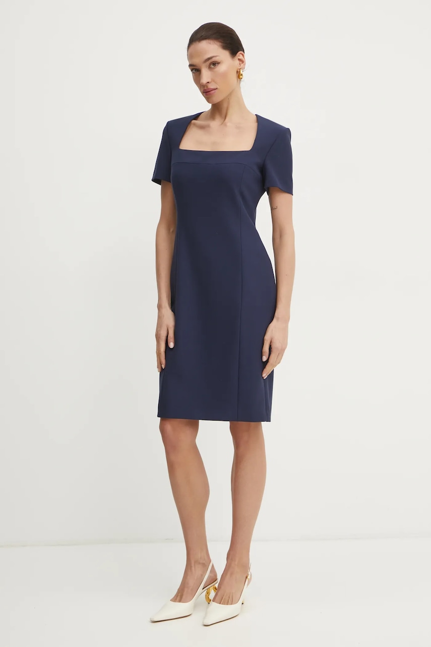 BOSS rochie culoarea bleumarin