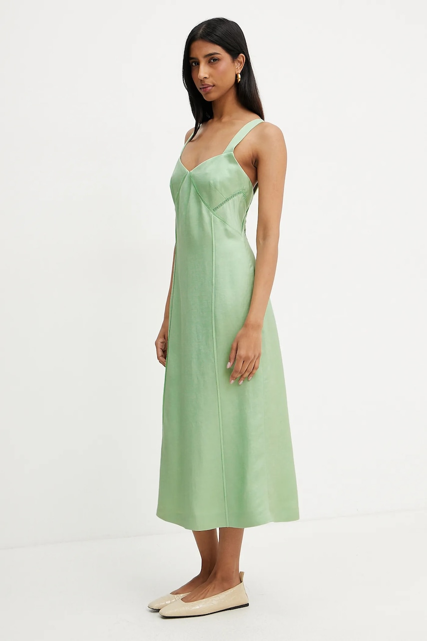BOSS rochie din amestec de in culoarea verde