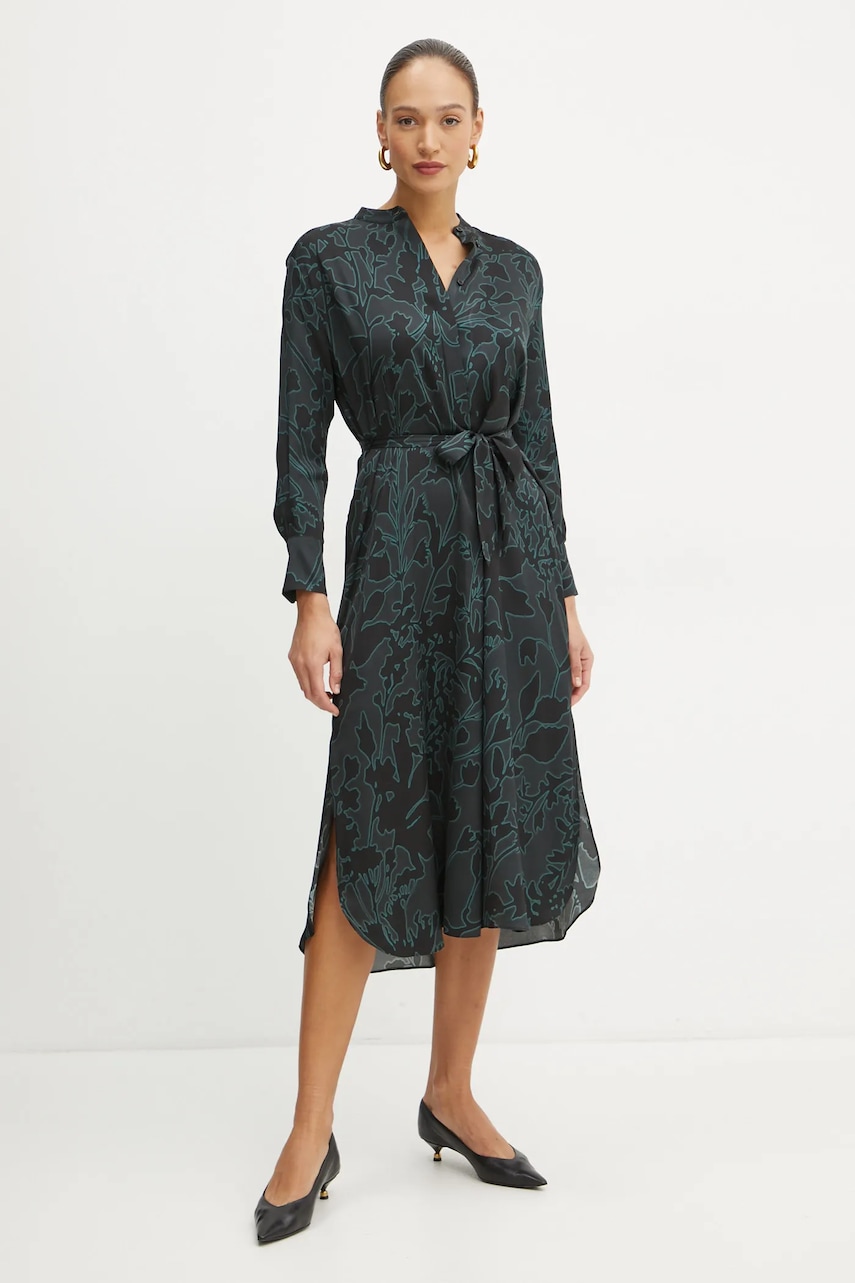 BOSS rochie din amestec de matase midi