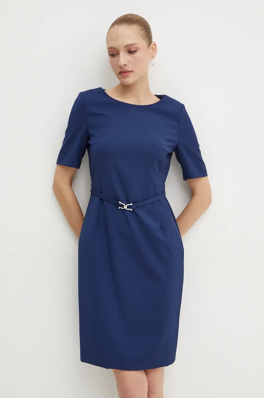 BOSS rochie din lana mini