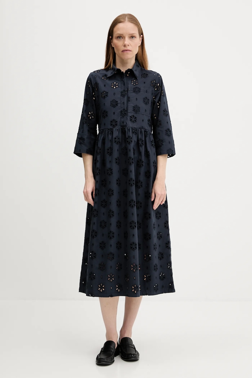 Barbour rochie din bumbac MELISSA culoarea bleumarin
