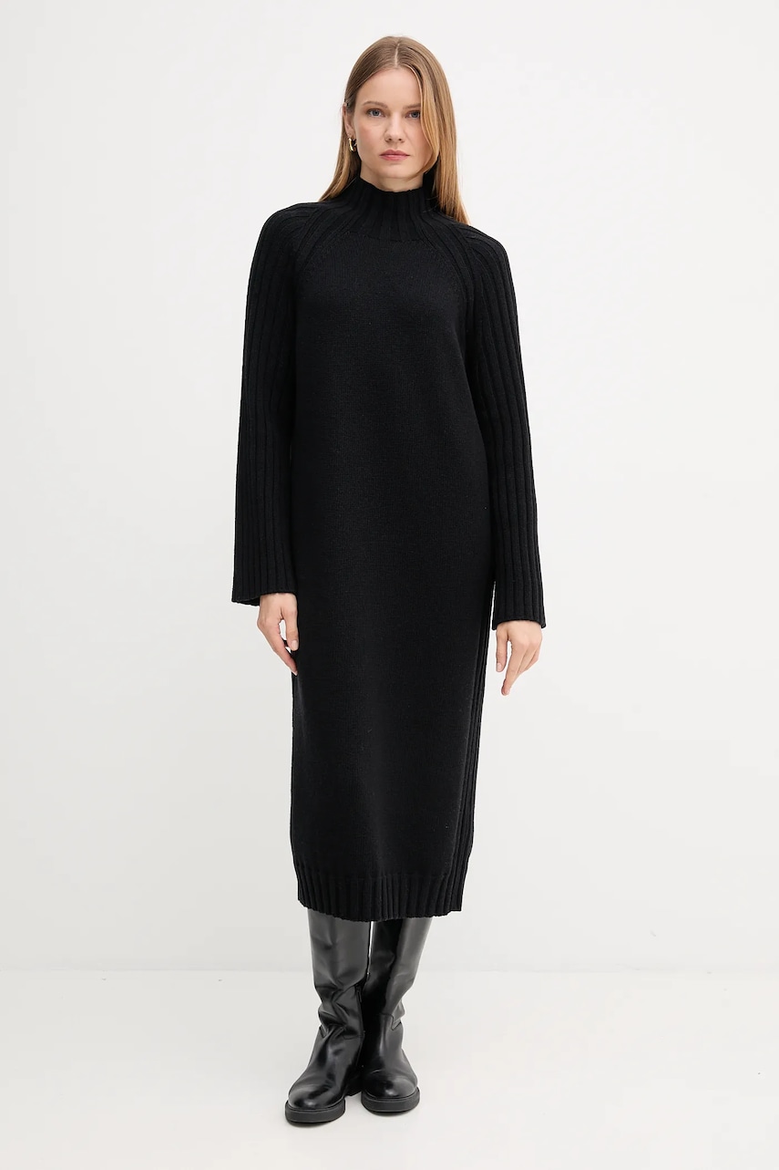 Barbour rochie din lână VERA culoarea negru