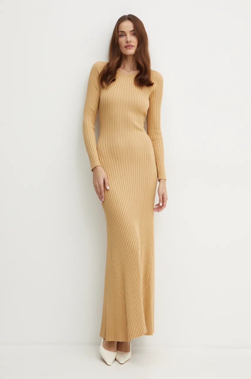 Bardot rochie AMARO culoarea bej