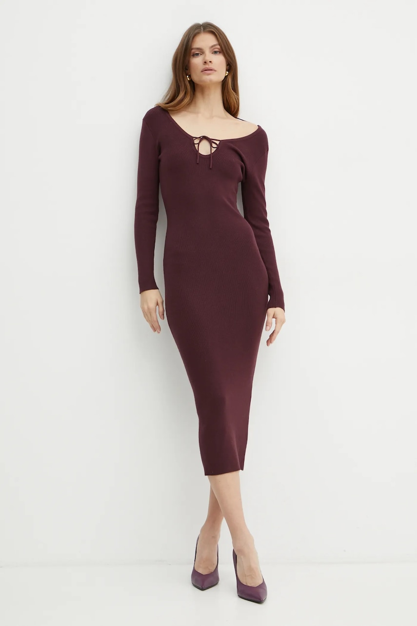 Bardot rochie VERONA culoarea bordo
