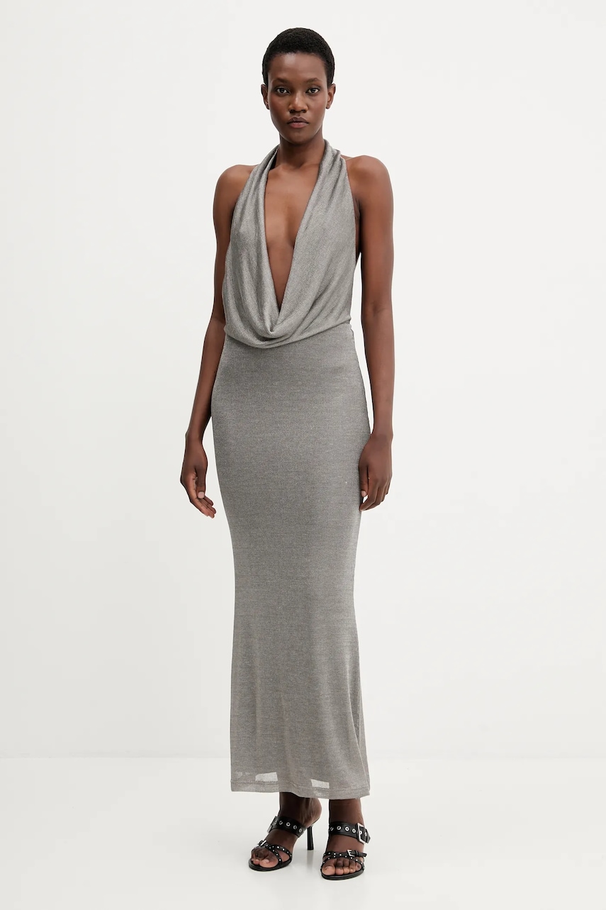 Bardot rochie culoarea argintiu