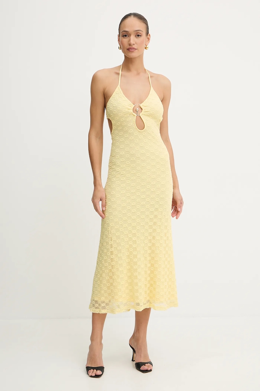 Bardot rochie culoarea galben