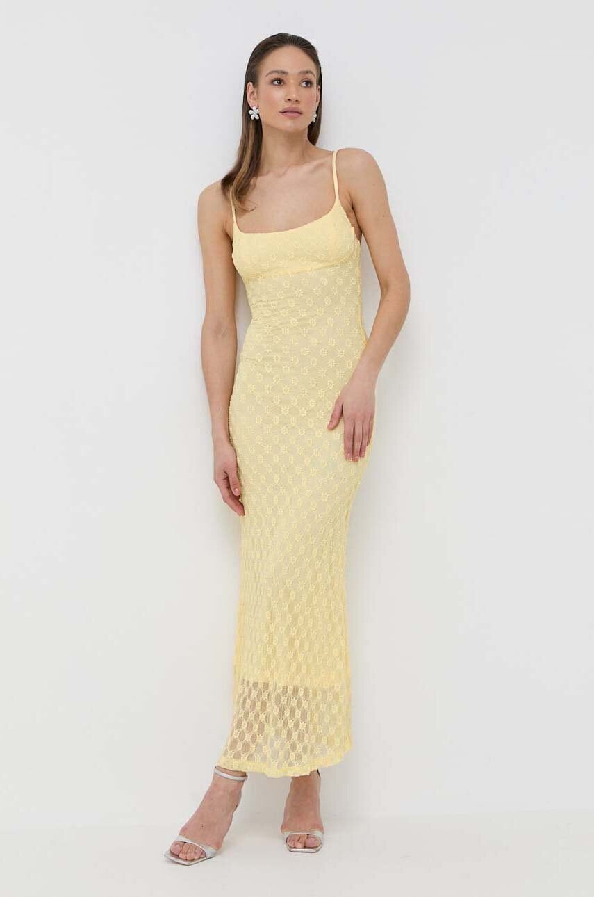 Bardot rochie culoarea galben