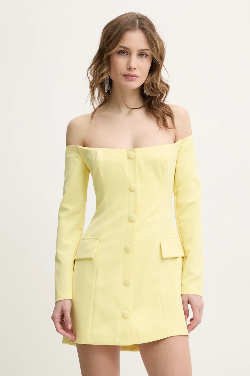 Bardot rochie culoarea galben